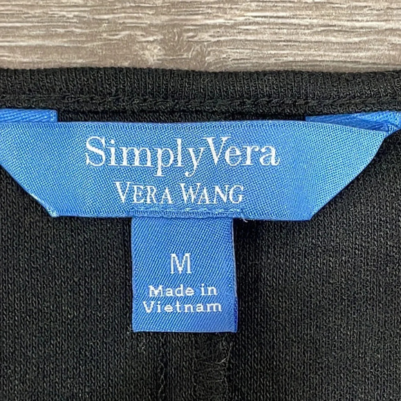 Simply Vera Vera Wang Long Sleeve Black Dress Floral Front M - Picture 12 of 14